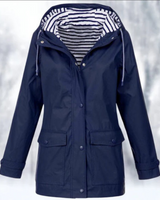 Carolin | Damen Jacke mit Kapuze, Reißverschluss und Fronttaschen in Marineblau