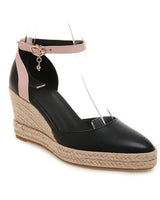 Damen Keilsandalen Jute Knöchelriemen Espadrille Stil - Adriana in Schwarz