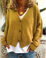 Strickjacke für Damen, Dicker Strick und lässiger Schnitt - Elvarine in Gelb