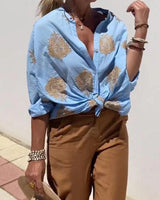 Lina | Bluse mit eleganten Stickereien in Blau