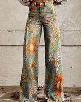 Rhosyn - weiche, florale Wide-Leg-Hosen in Blumen