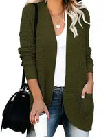 HANAE –  Long-cardigan mit retro-flair in Armeegrün
