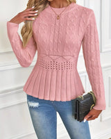 Bellie - Grob Gestrickter Pullover Mit Rundhalsausschnitt in Rosa