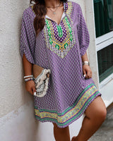Weinlese | inspiriertes Kleid mit Zufallsmuster in Violett