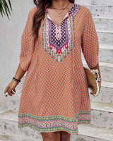 Weinlese | inspiriertes Kleid mit Zufallsmuster in Orange