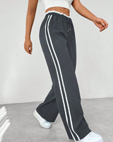 Damen Weite Beine Verstellbare Stoffhose in Grau