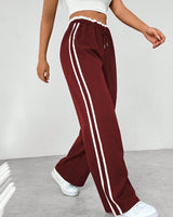 Damen Weite Beine Verstellbare Stoffhose in Rot