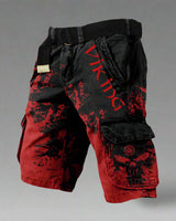 Benjamin - Cargo Shorts mit kniefreiem Schnitt in Schwarz/Rot