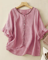 Fiona | Rüschenärmel Gemustert Bluse in Rosa