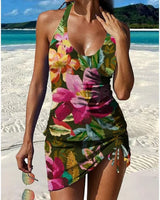Fiesta | Grafischer Blumen-Tankini mit Shorts, flacher Bauch-Effekt in Rosa