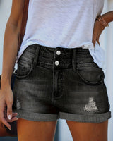 Holly - Lässige Ripped Denim Shorts für den sommerlichen Chic in Schwarz