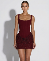 MODA | Funkelndes Sanduhr-Mini in Gedämpftes Rot