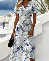 Lilibeth - Midi-Kleid mit Gartenbrise-Design in Weiß