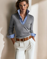 Zelinaa – Warmer Und Weicher Wollpullover in Grau