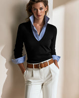 Zelinaa – Warmer Und Weicher Wollpullover in Schwarz