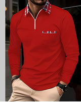 Florent - Herren-Langarm-Polo mit Zipper in Rot
