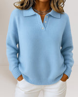 Olivia™ | Weicher Strickpullover mit Kragen in Blau