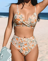 Leyla - Stilvoller hoch taillierter Bikini in Beige
