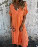 Rachel - Bequemes, locker sitzendes Kleid für Damen in Orange