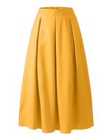 Marre | Damen Hoher Taille Plisseerock | Maxi in Gelb