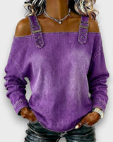 Elama | Off-Shoulder Denim Top in Lila