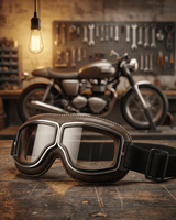 Alaric - Vintage-Motorradbrille in Retro Braun