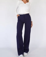 Damen High Waist Hose mit geradem Bein in Blau