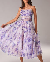 Jane bedrucktes Swing Midikleid in Lila