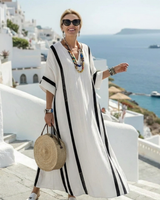 Lola | Maxikleid mit Color-Block-Streifen in Weiß