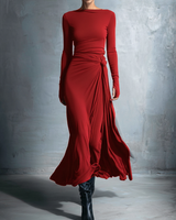 Joeena – Maxikleid Mit Seitlichem Knoten in Rot