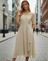 Victoria - Elegantes Sommerkleid mit Spitzen in Beige