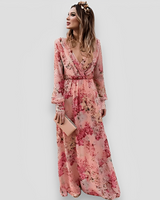 Elanisse - Stilvolles Maxikleid mit V-Ausschnitt in Rosa