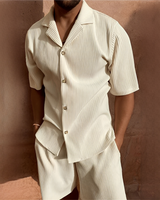 Junmar - Herren-Set mit Hemd und Shorts, lässig in Beige