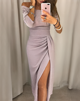 Cristy - Schickes schulterfreies Damenkleid in Rosa