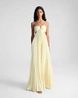 Sienna - Elegantes langes Kleid mit Falten in Gelb