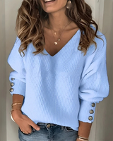 Beck - Schicker Pullover mit V-Ausschnitt in Blau