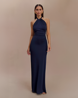 Jianna - Stilvolles Neckholder-Maxikleid in Marineblau