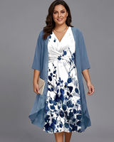 Florentina - Luftiges zweiteiliges Midikleid in Weiß / Blau