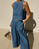 Thelma - Lässiges und Bequemes Hosen-Set in Blau