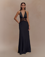 Velina - Elegantes nahtloses Neckholder-Kleid in Schwarz