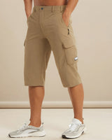 Cedrik - Dehnbare Cargo-Shorts in Khaki