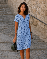 Josette - Lässiges Midikleid mit V-Ausschnitt in Blau
