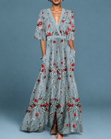 Laure - Elegantes Kleid mit V-Ausschnitt in Grün