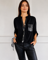 Chalise - Elegante Bluse mit Knöpfen in Schwarz