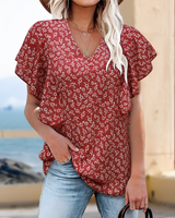 Eleri - Modische Bluse mit V-Ausschnitt in Rot