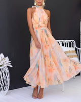 Velma - Stilvolles ärmelloses Kleid mit offenem Rücken in Orange
