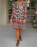Marfie - Schickes Mini-Kleid mit V-Ausschnitt in Braun