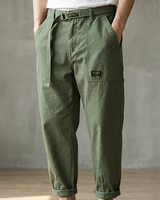 Jeoffrey - Komfortable Hose mit weitem Schnitt und Gürtel in Grün