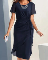 Arletta - Softtouch-Kleid mit geraffter Taille in Marineblau