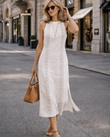 Johanna – Ärmelloses Midikleid mit Spitzendetails in Weiß